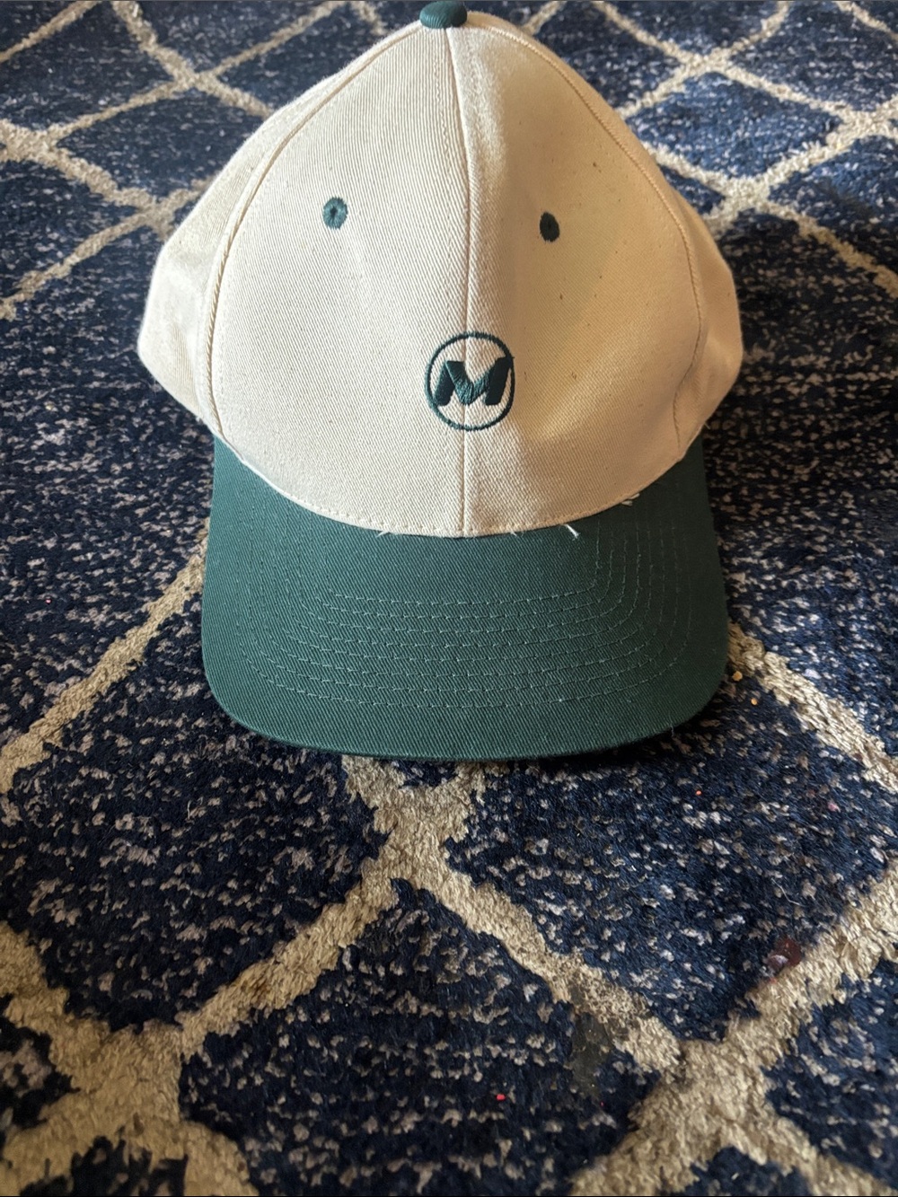 Canvas Two-Tone Green and Cream Baseball Cap